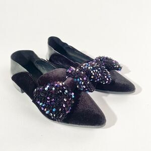 Shellys of London velvet loafer with sequin bow